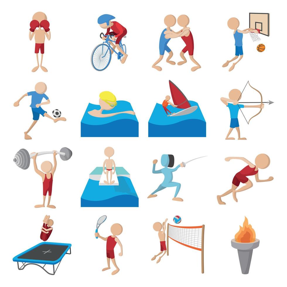 zomer sport cartoon pictogrammen instellen vector