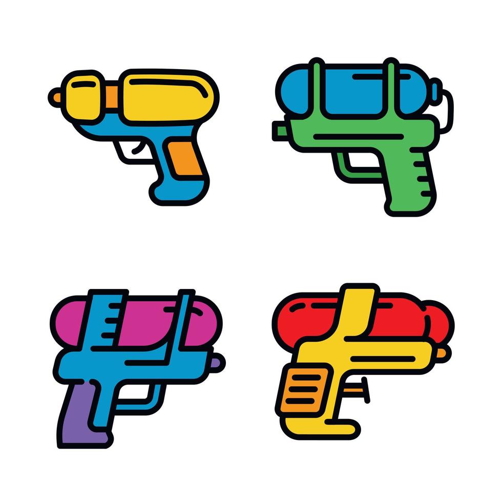 spuitpistool iconen set, Kaderstijl vector