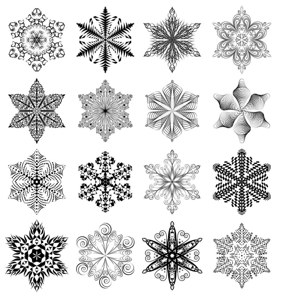 sneeuwvlok zwart set vector