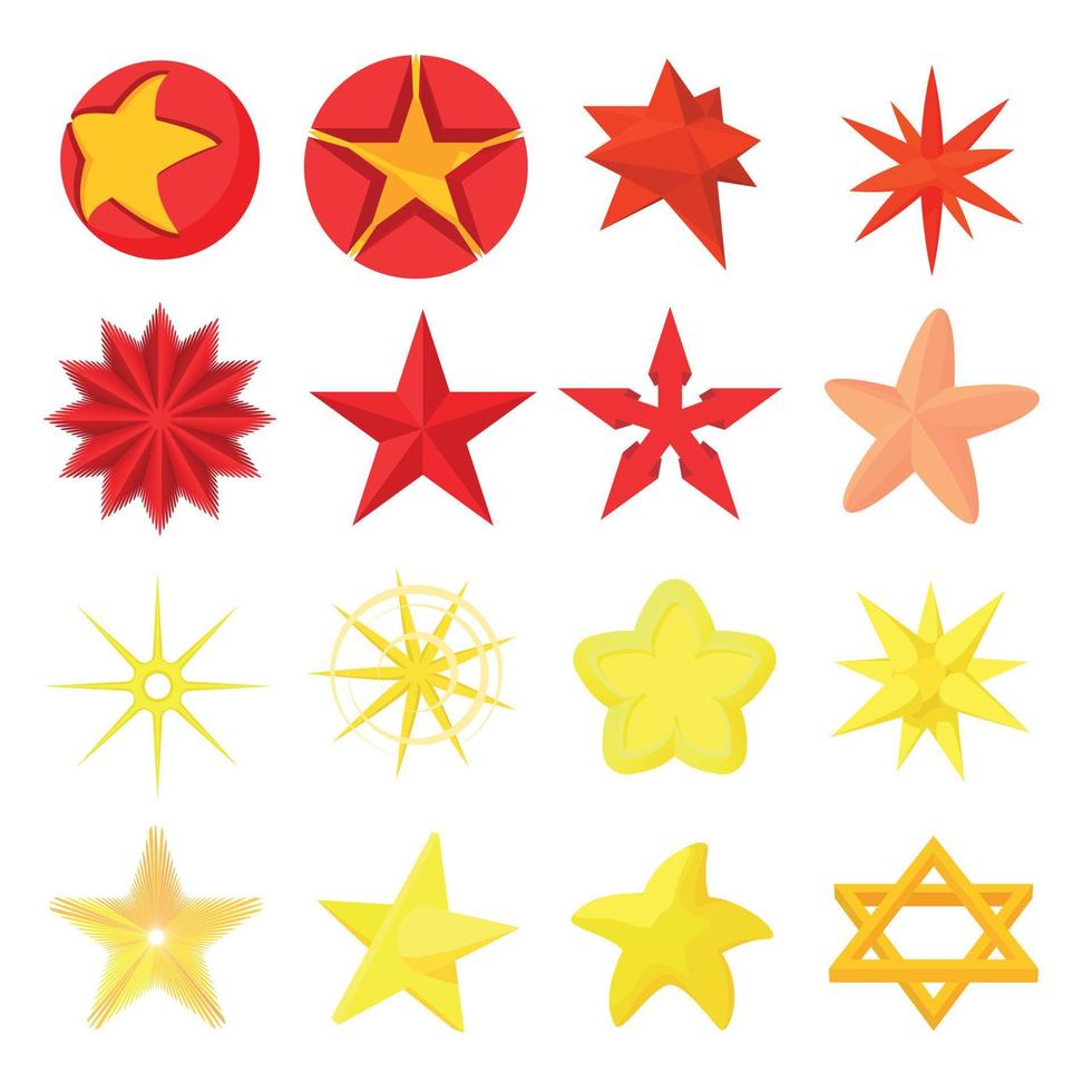 ster iconen set, cartoon stijl vector