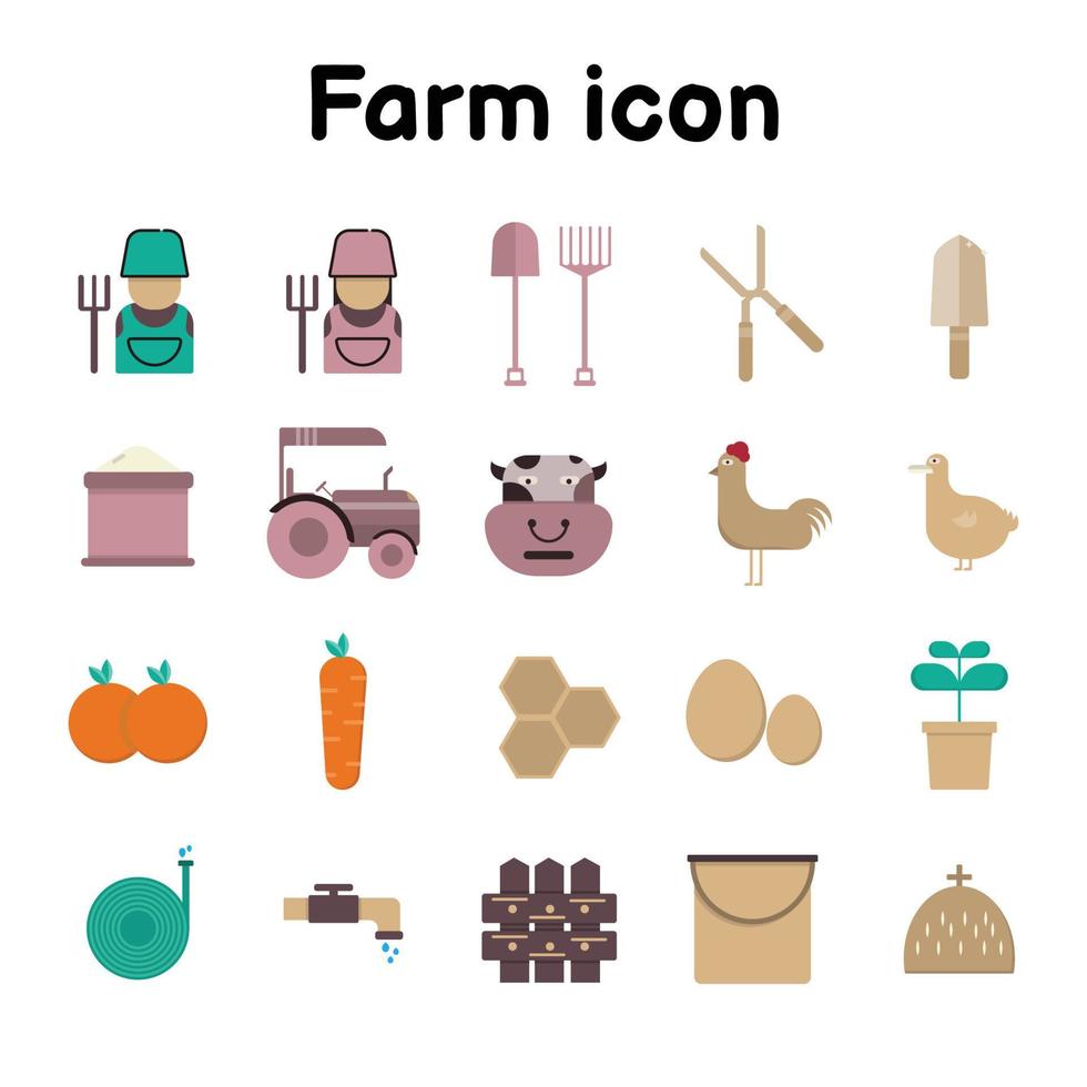 vlakke stijl boerderij icoon, landbouw en gewassen, vee, biologische landbouw, illustratie vector