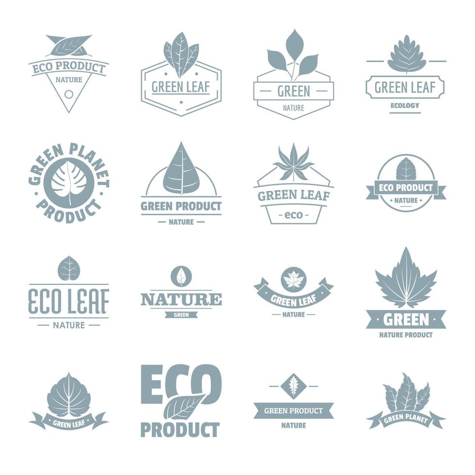 eco blad logo iconen set, eenvoudige stijl vector