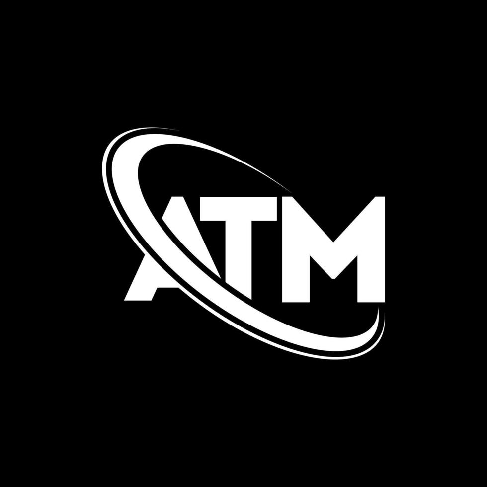 ATM-logo. atm brief. atm brief logo ontwerp. initialen atm-logo gekoppeld aan cirkel en monogram-logo in hoofdletters. ATM-typografie voor technologie, zaken en onroerend goed merk. vector
