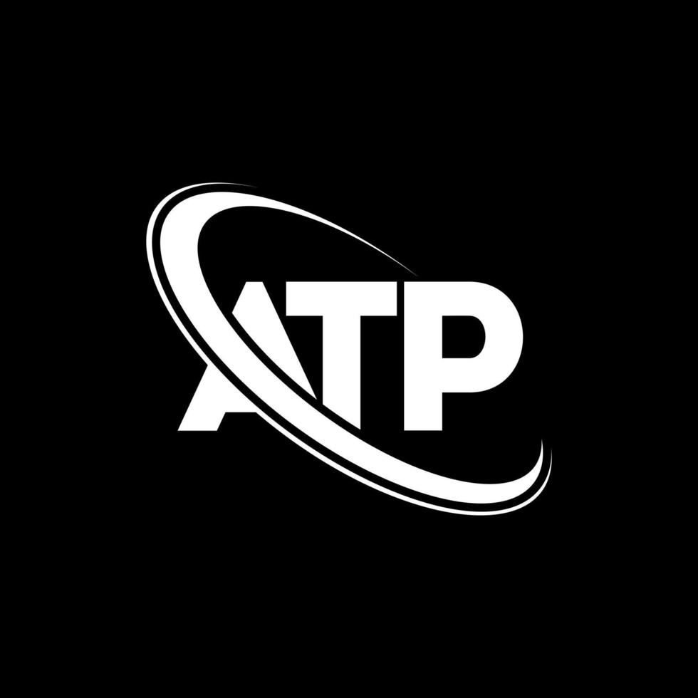 atp-logo. atp brief. atp brief logo ontwerp. initialen atp logo gekoppeld aan cirkel en hoofdletter monogram logo. atp typografie voor technologie, business en onroerend goed merk. vector