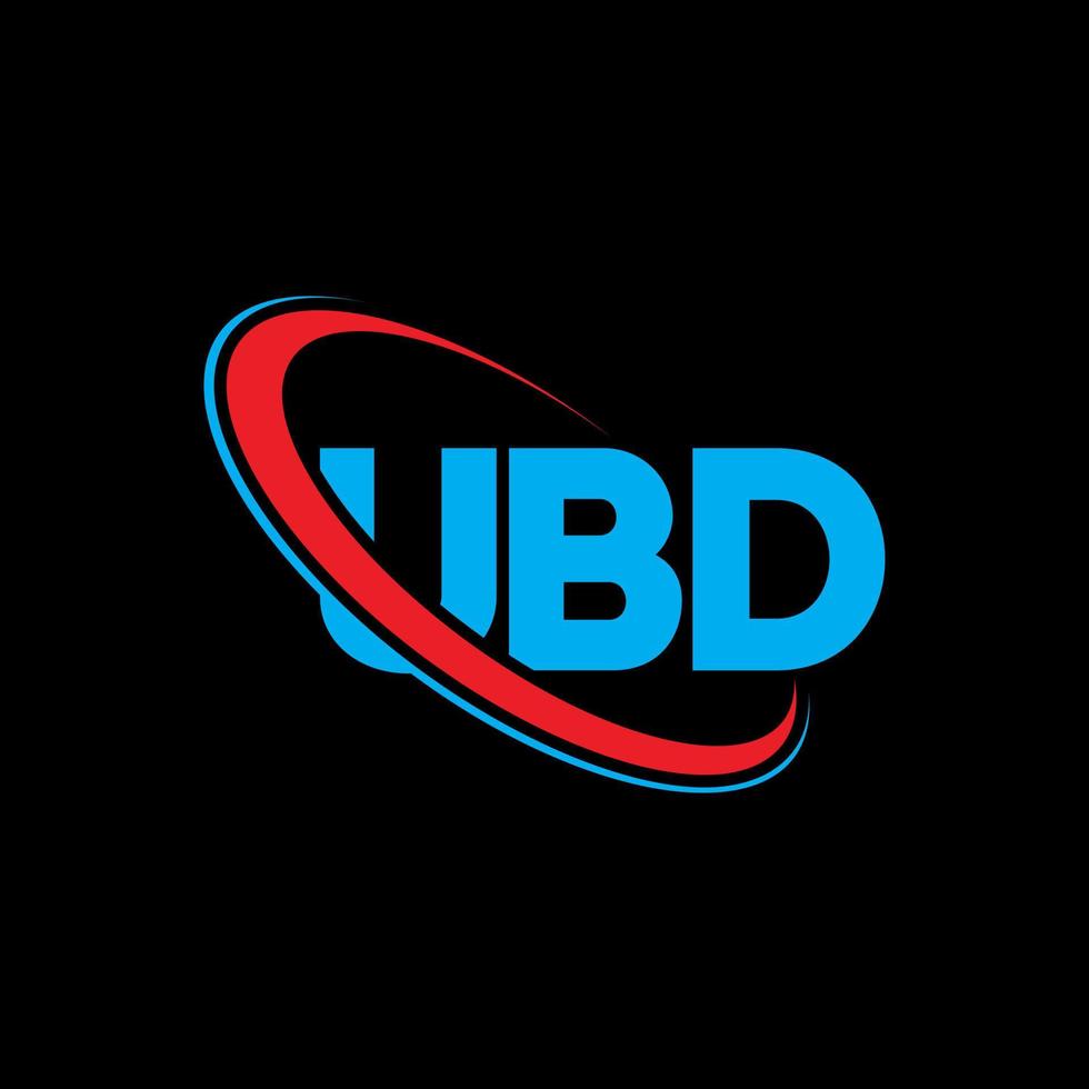 ubd-logo. ub brief. ubd brief logo ontwerp. initialen ubd-logo gekoppeld aan cirkel en monogram-logo in hoofdletters. ubd typografie voor technologie, zaken en onroerend goed merk. vector