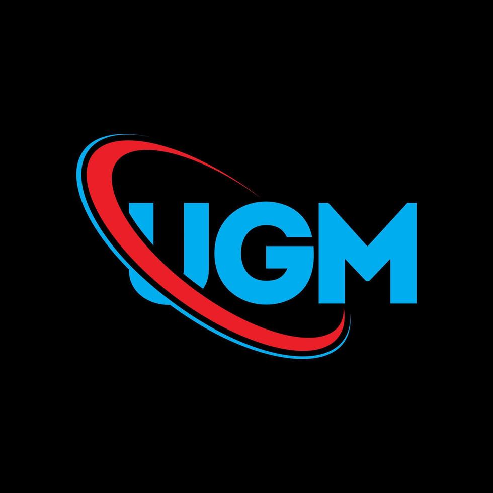 ugm-logo. uhm brief. ugm brief logo ontwerp. initialen ugm-logo gekoppeld aan cirkel en monogram-logo in hoofdletters. ugm typografie voor technologie, zaken en onroerend goed merk. vector