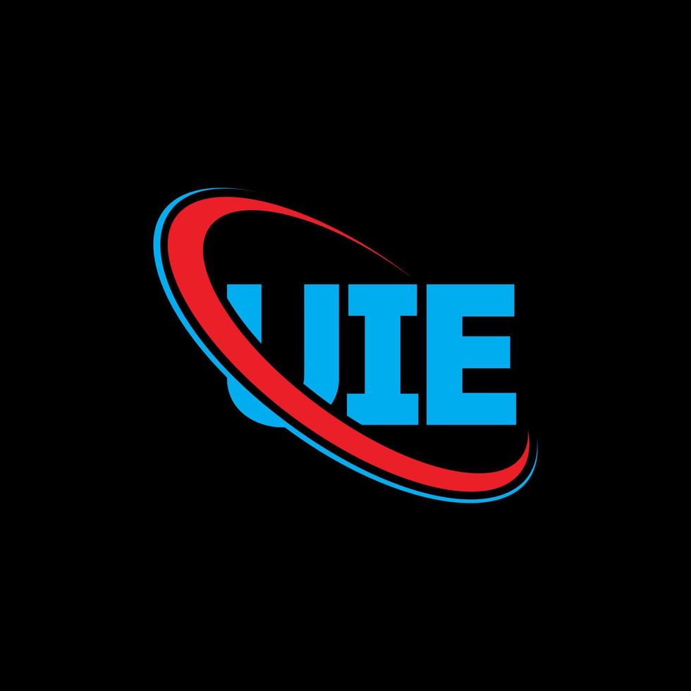 uie-logo. uie brief. uie brief logo ontwerp. initialen uie logo gekoppeld aan cirkel en hoofdletter monogram logo. uie typografie voor technologie, zaken en onroerend goed merk. vector