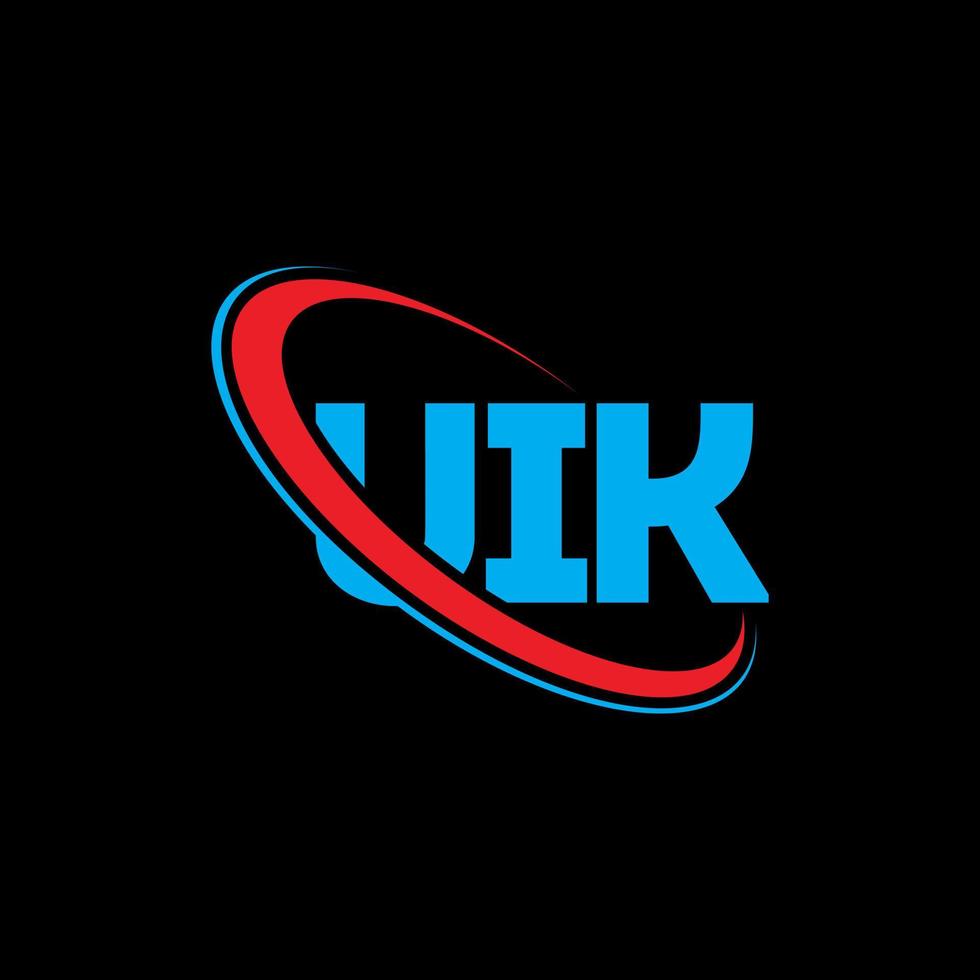 uik-logo. uik brief. uik brief logo ontwerp. initialen uik logo gekoppeld aan cirkel en monogram logo in hoofdletters. uik typografie voor technologie, zaken en onroerend goed merk. vector