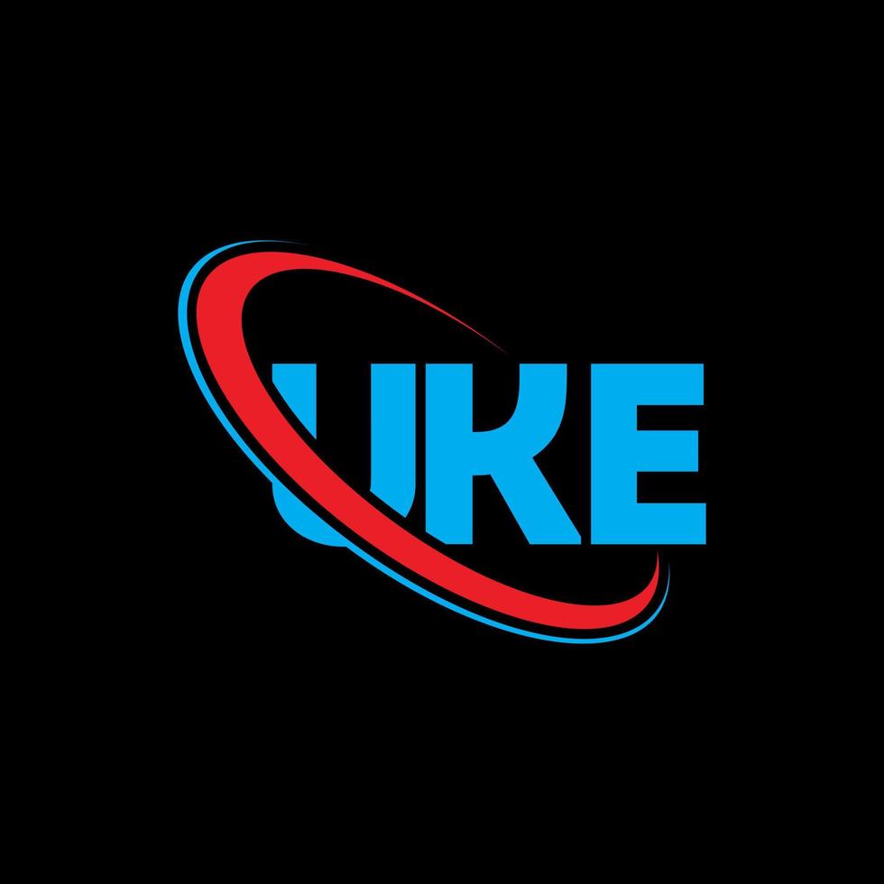 uke-logo. uke brief. uke brief logo ontwerp. initialen uke logo gekoppeld aan cirkel en hoofdletter monogram logo. uke typografie voor technologie, zaken en onroerend goed merk. vector