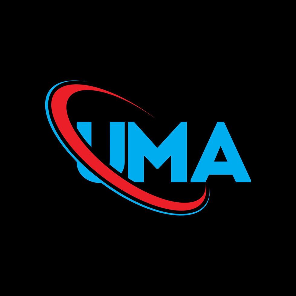 oma-logo. uhm brief. uma brief logo ontwerp. initialen uma-logo gekoppeld aan cirkel en monogram-logo in hoofdletters. uma typografie voor technologie, zaken en onroerend goed merk. vector