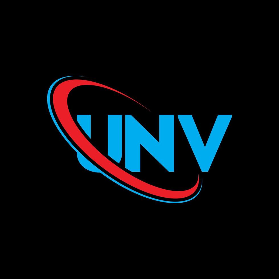 unv-logo. vv brief. unv brief logo ontwerp. initialen unv logo gekoppeld aan cirkel en hoofdletter monogram logo. unv typografie voor technologie, zaken en onroerend goed merk. vector