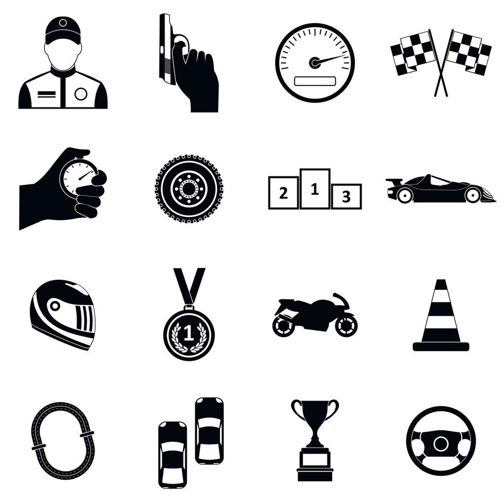 auto racen eenvoudige pictogrammen vector