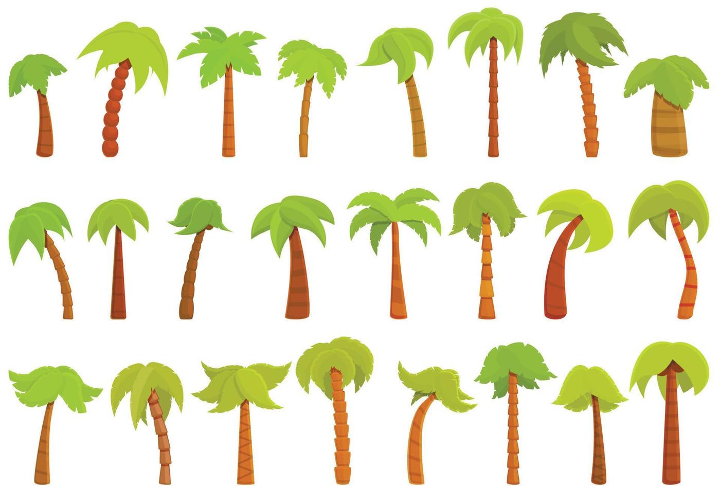 palm iconen set, cartoon stijl vector