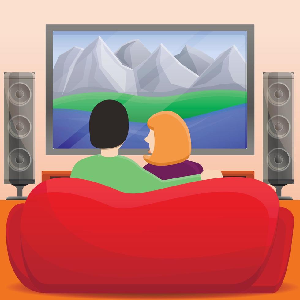 familie home movie concept achtergrond, cartoon stijl vector