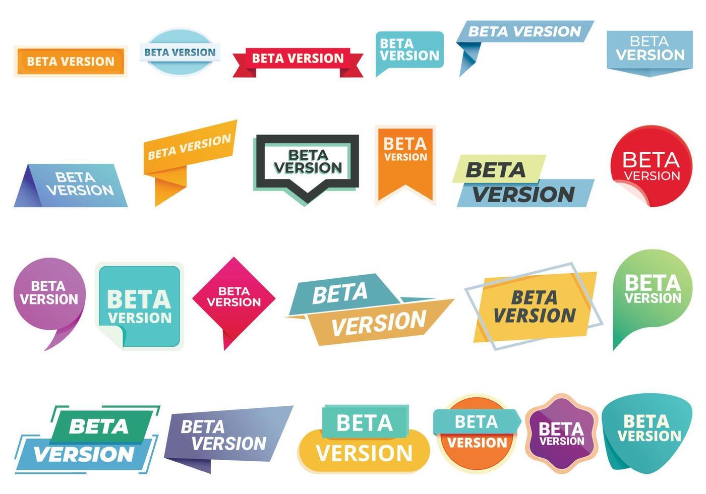 beta-versie pictogrammen instellen cartoon vector. bug bouwen vector
