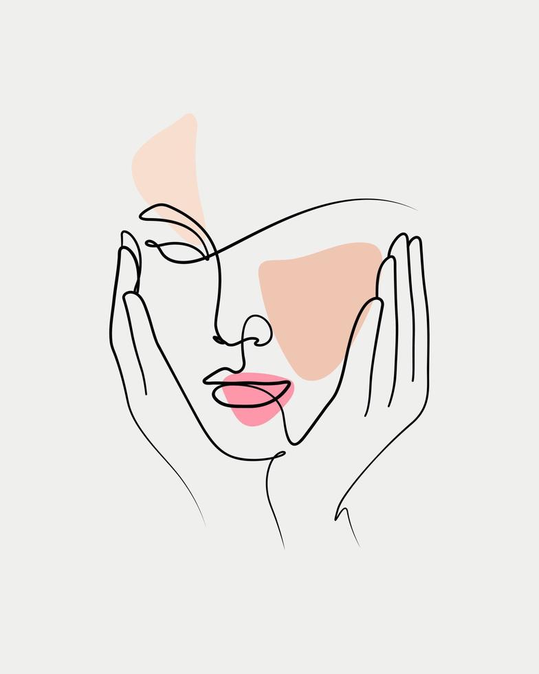esthetische vrouw gezicht bloeien kunst illustratie vector
