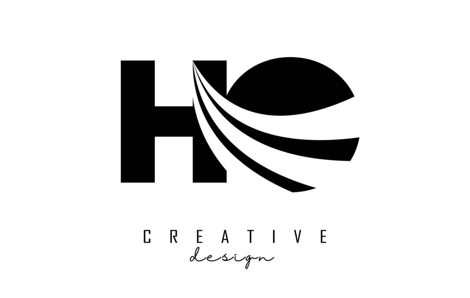 creatief zwarte letters ho ho-logo met leidende lijnen en wegconceptontwerp. letters met geometrisch ontwerp. vector