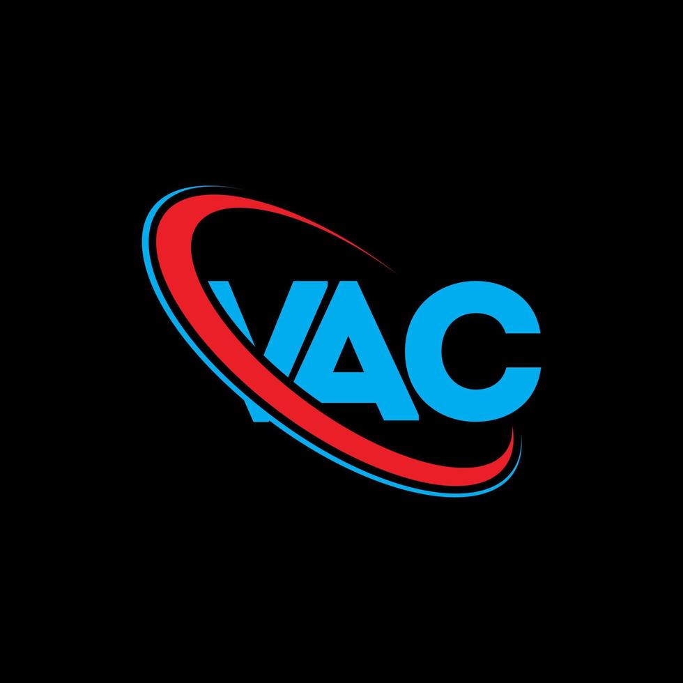 vac-logo. vac brief. vac brief logo ontwerp. initialen vac-logo gekoppeld aan cirkel en monogram-logo in hoofdletters. vac-typografie voor technologie, zaken en onroerend goed merk. vector