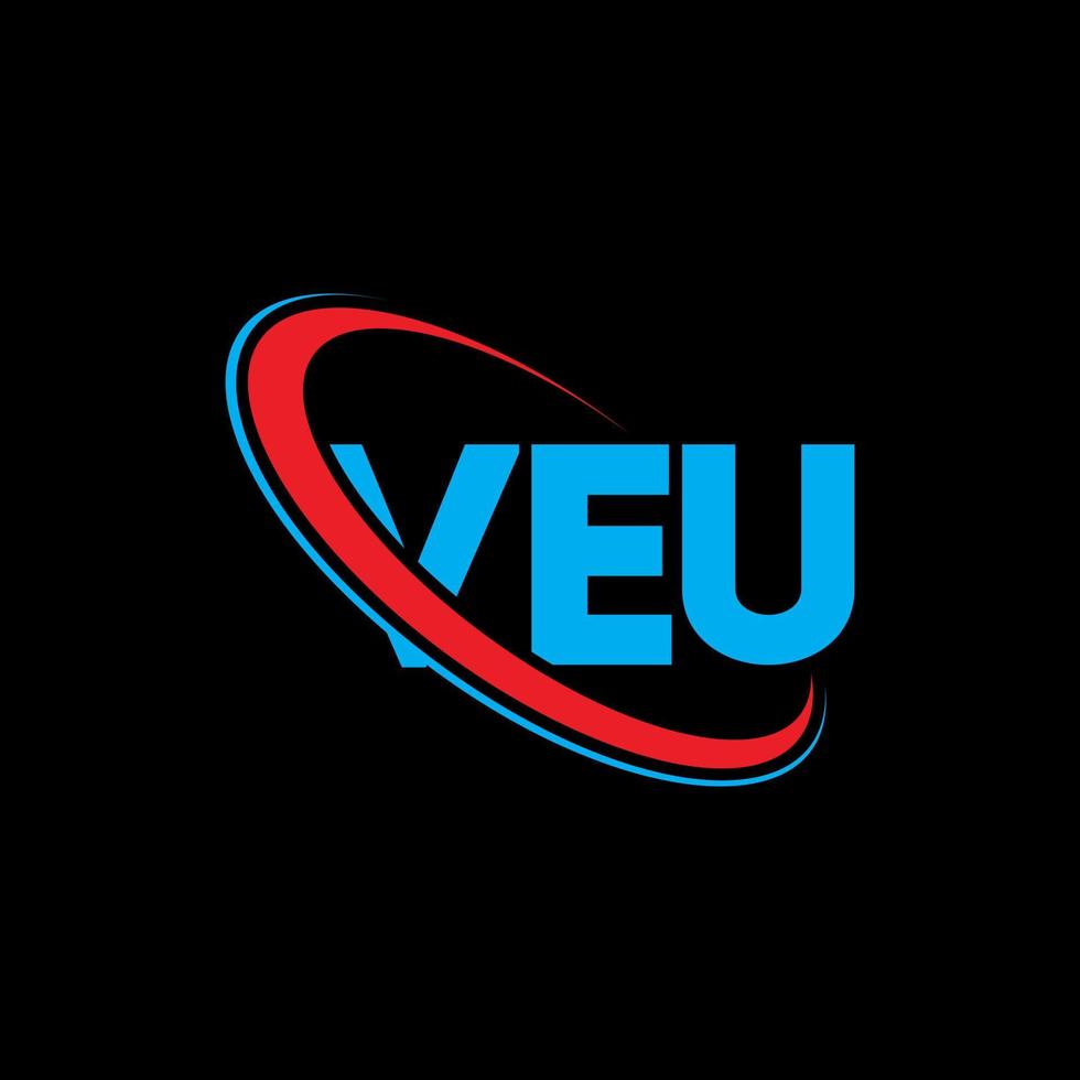 veu-logo. ve brief. veu brief logo ontwerp. initialen veu-logo gekoppeld aan cirkel en monogram-logo in hoofdletters. veu typografie voor technologie, zaken en onroerend goed merk. vector