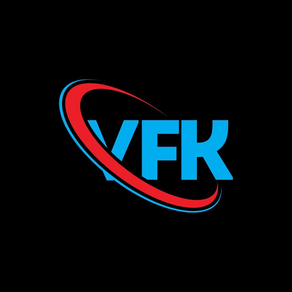 vfk-logo. vfk brief. vfk brief logo ontwerp. initialen vfk-logo gekoppeld aan cirkel en monogram-logo in hoofdletters. vfk typografie voor technologie, business en onroerend goed merk. vector