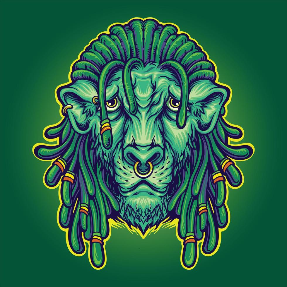 coole leeuw met dreadlock rasta-illustraties vector