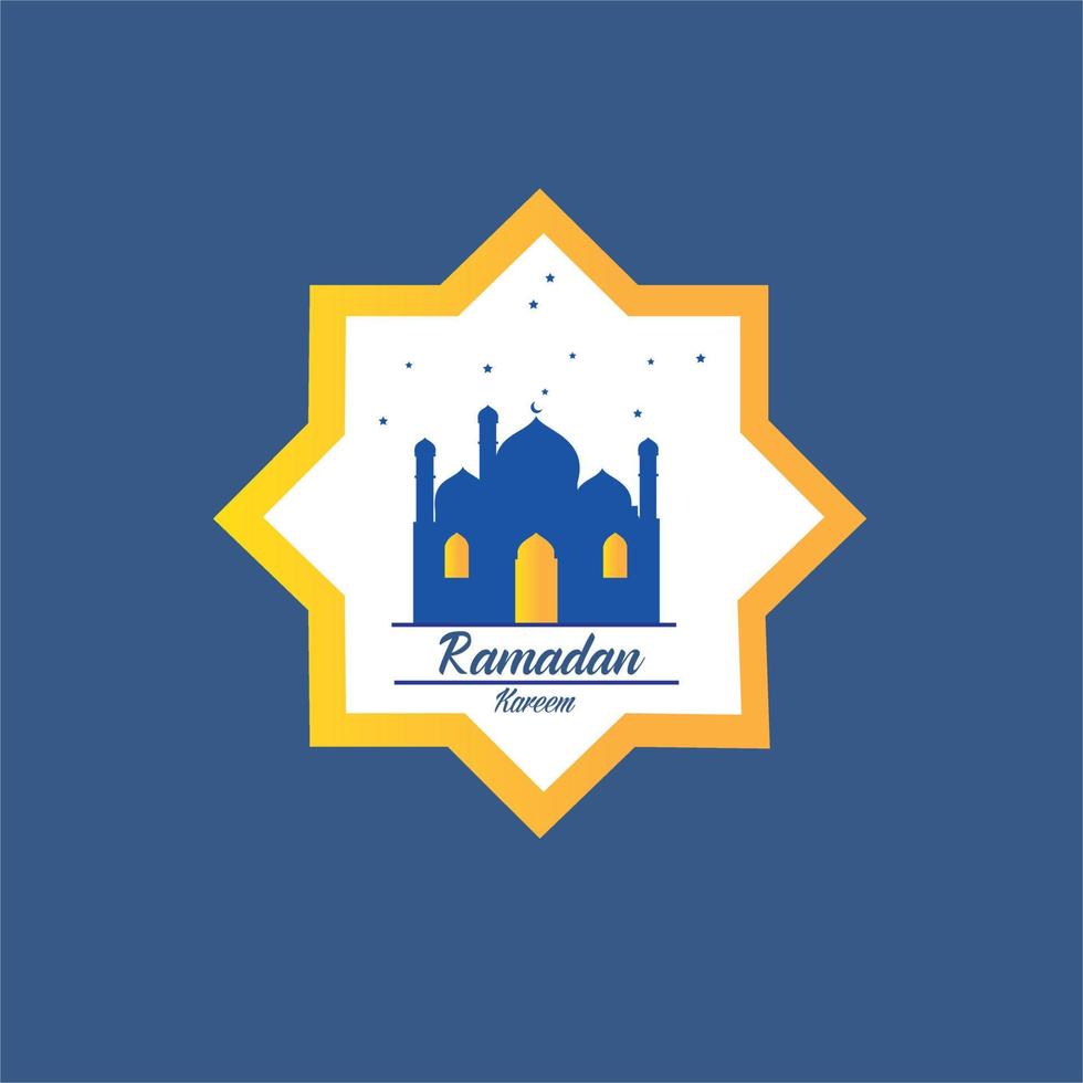 ramadan kareem-wenskaart met maan, lantaarn, posterillustratie. vectorillustratie. moslim achtergrond. eenvoudig en elegant vector