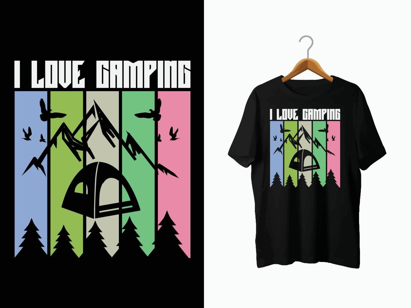 camping t-shirt ontwerp. vector