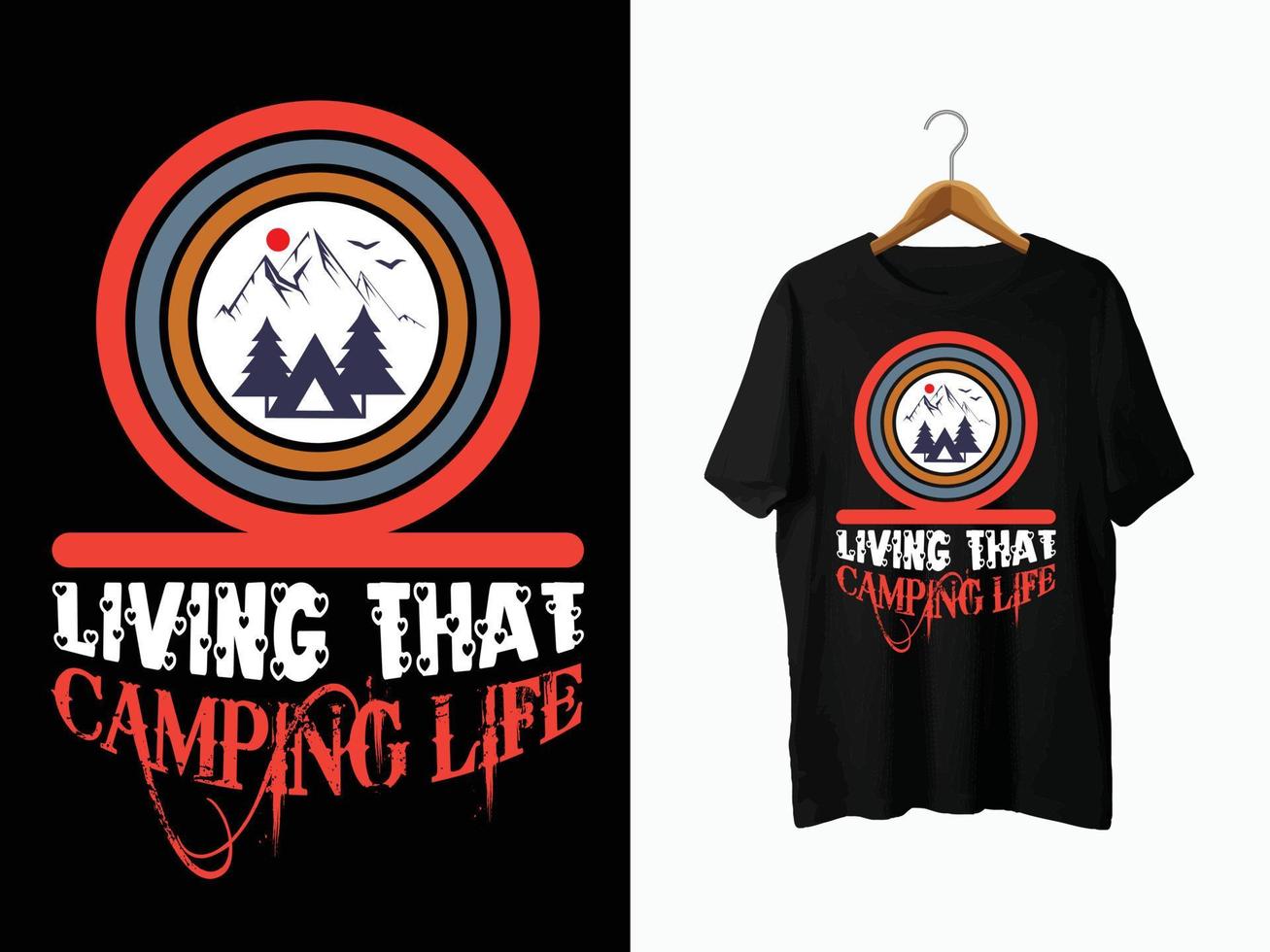 camping t-shirt ontwerp. vector