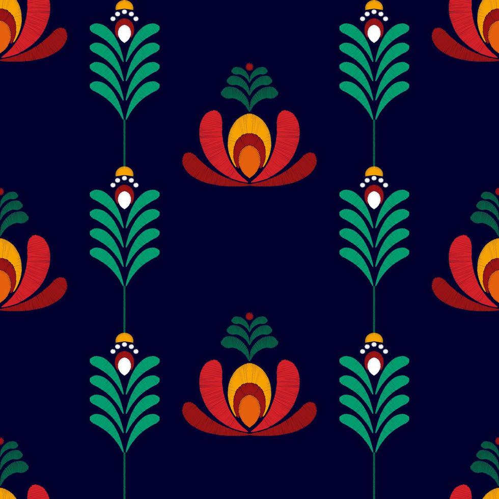 ikat bloemen etnisch naadloos textielpatroonontwerp. Azteekse stof tapijt mandala ornamenten textiel decoraties behang. tribal boho inheemse bloemmotief traditionele borduurwerk vector achtergrond