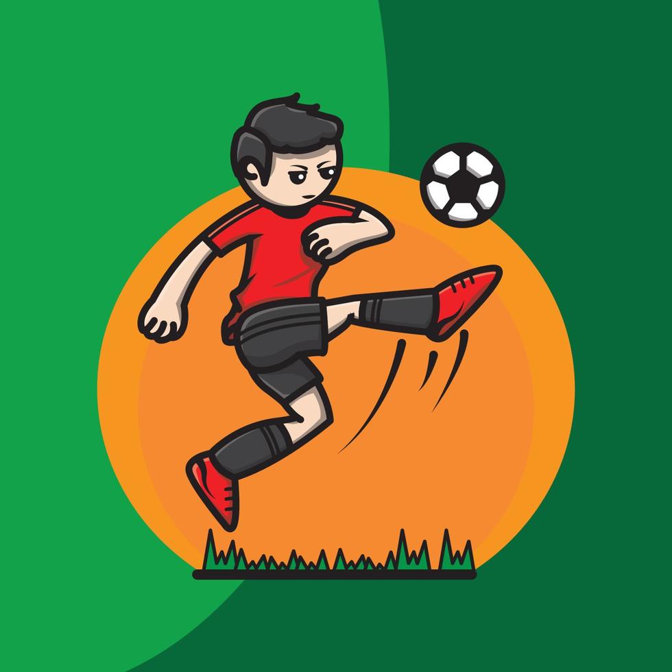 pictogram voetbalspeler schop de bal als hij springt vector