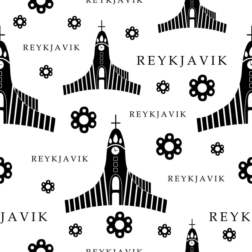 reykjavik, zwart-wit naadloos patroon vector