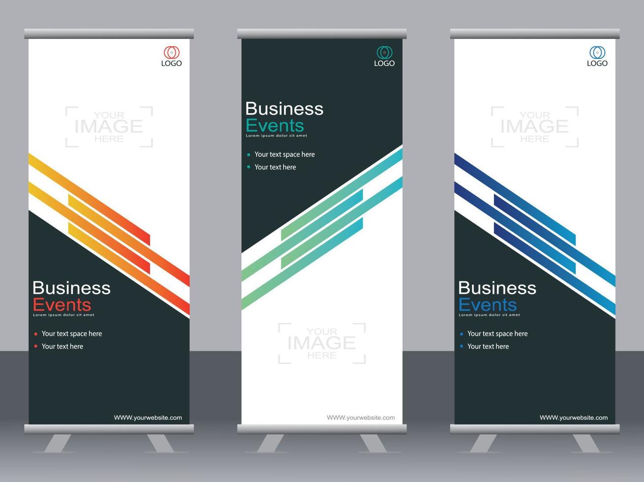 zakelijke banner roll-up set staande banner sjabloon moderne banner. vector