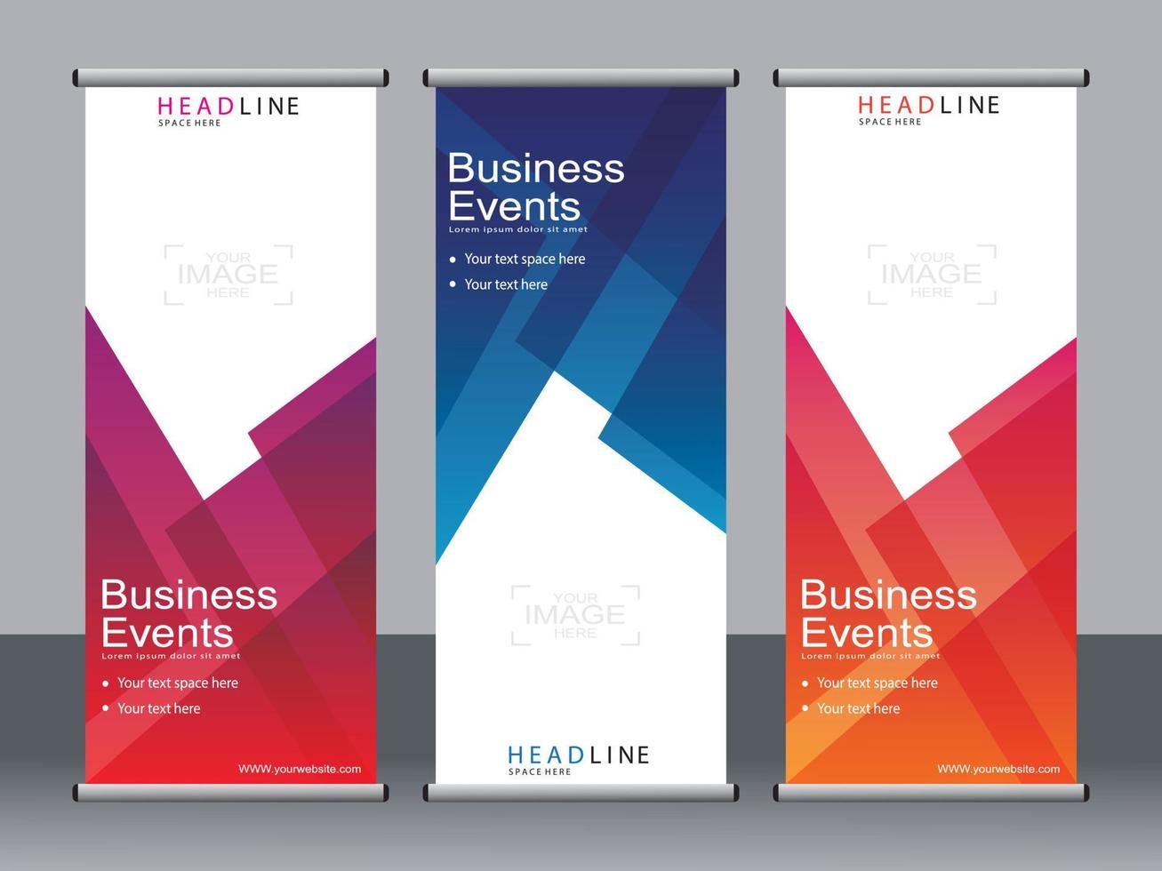 zakelijke banner roll-up set, staande sjabloon voor spandoek. vector