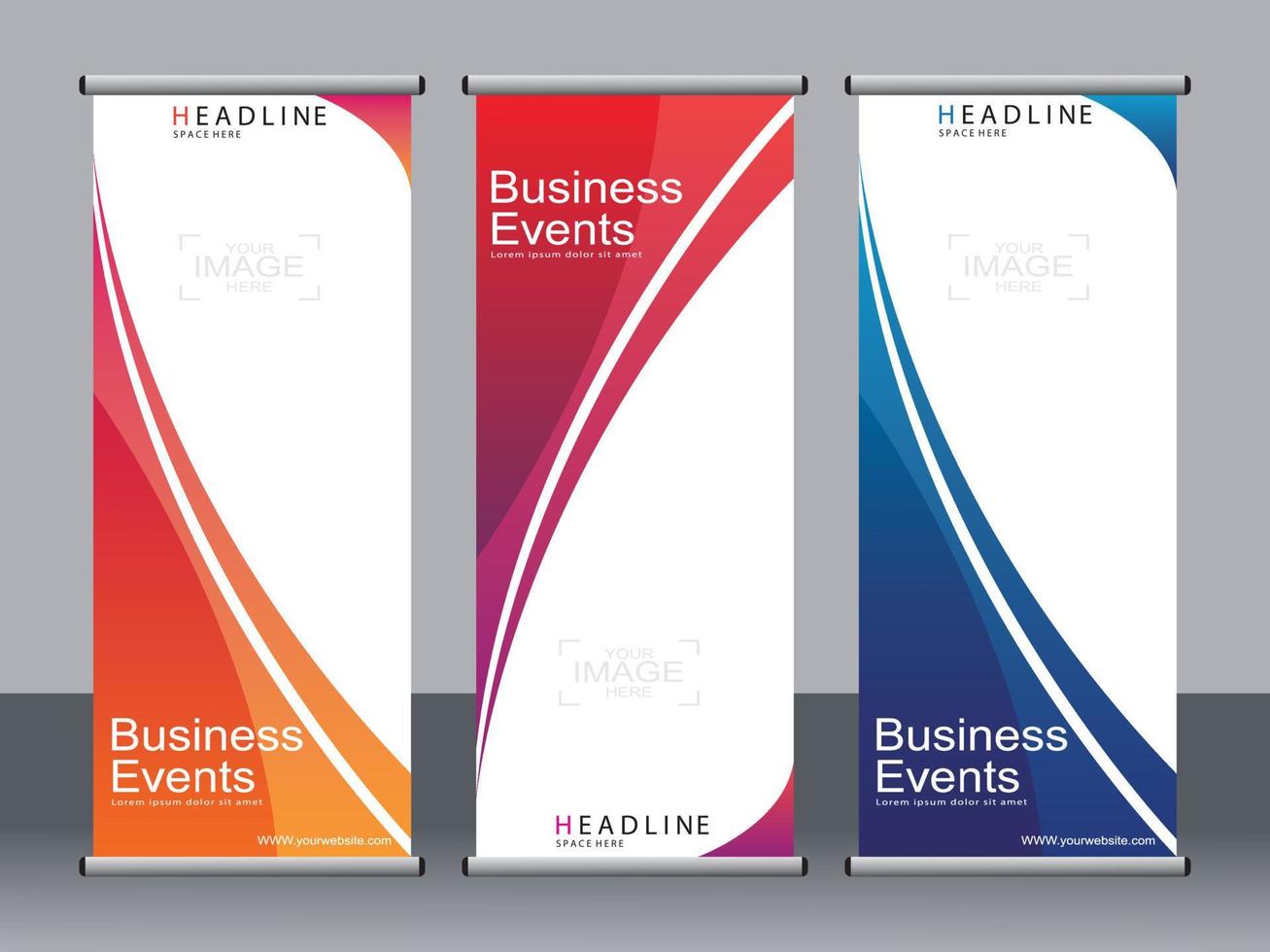 zakelijke banner roll-up set, staande sjabloon voor spandoek. vector