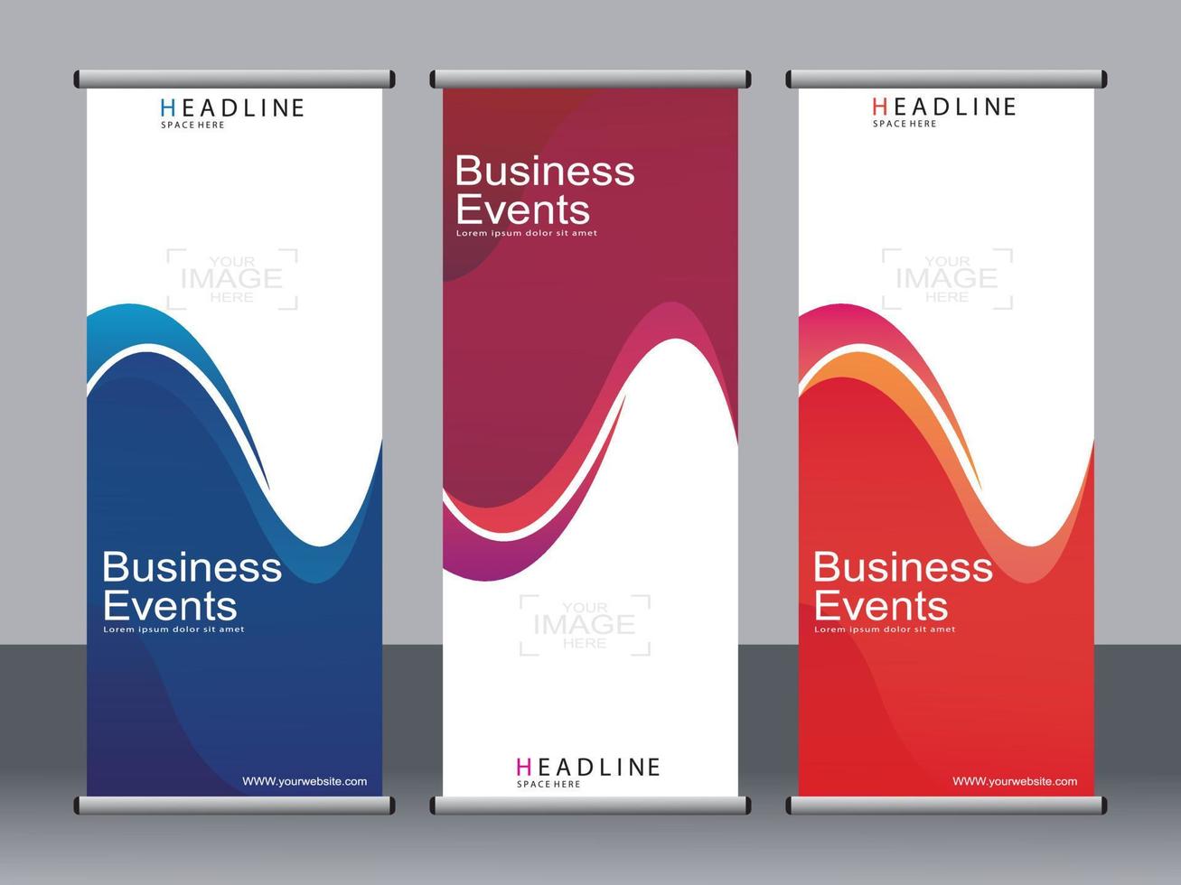 zakelijke banner roll-up set, staande sjabloon voor spandoek. vector