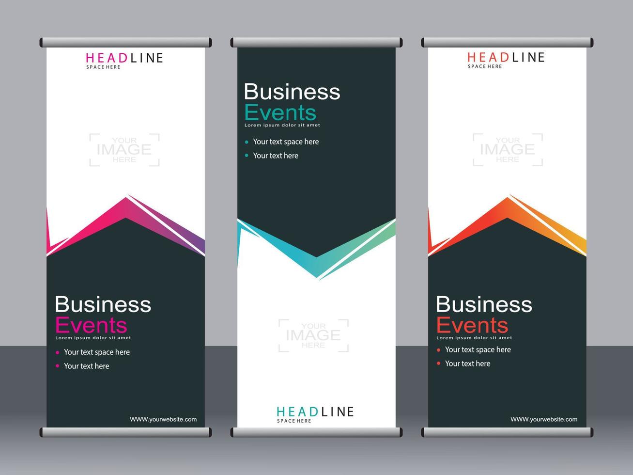 zakelijke banner roll-up set, staande sjabloon voor spandoek. vector