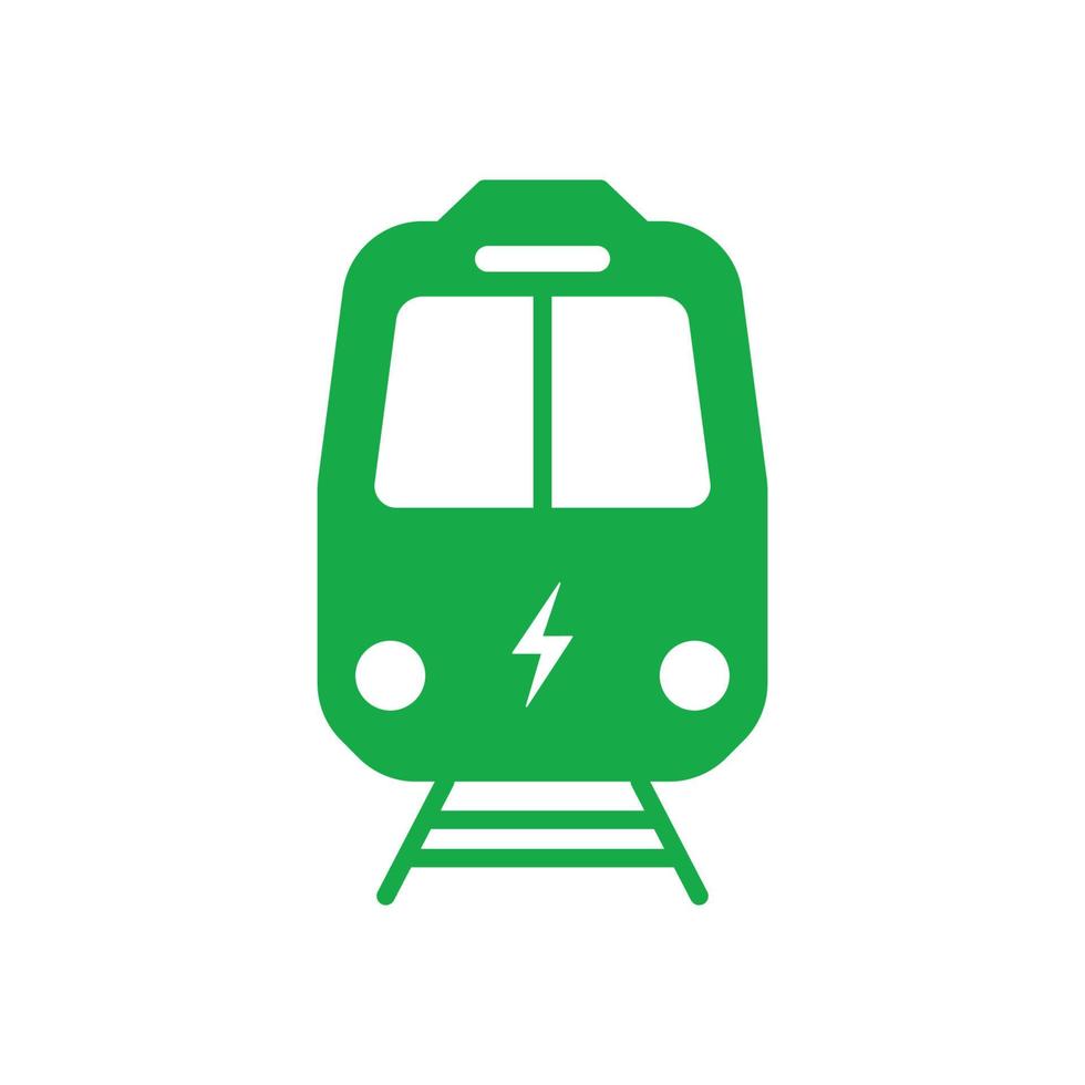 elektrische trein groen silhouet icoon. treinstation teken voor ecologie openbaar vervoer glyph pictogram. moderne eco-trein voor platte treinpictogram. geïsoleerde vectorillustratie. vector