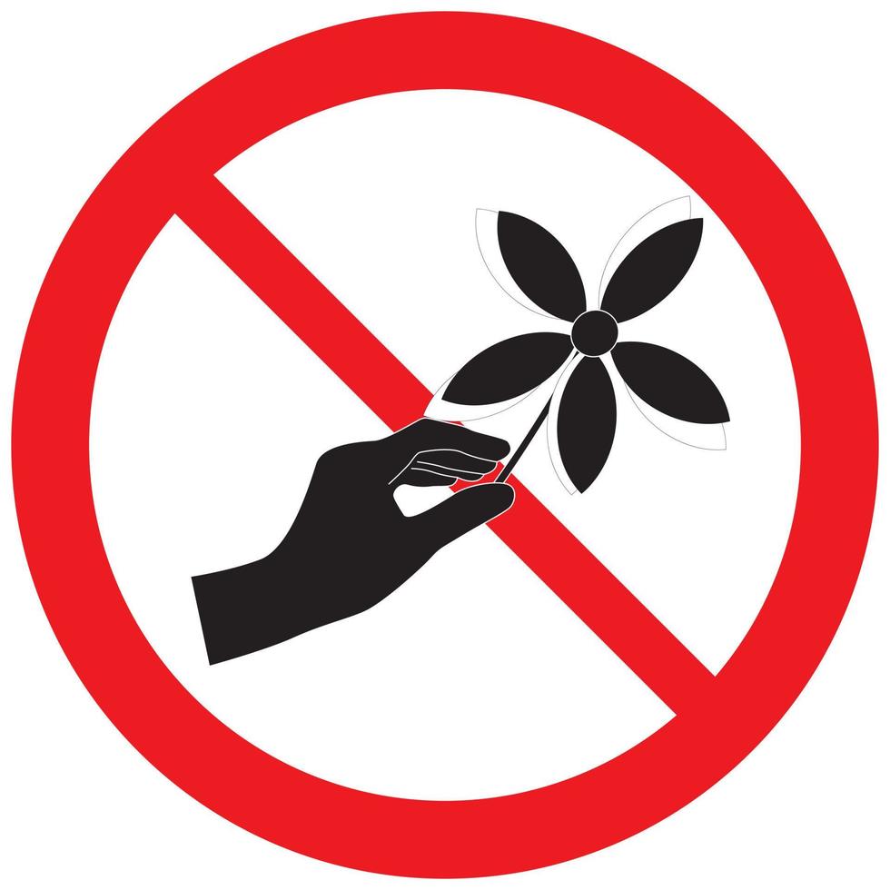 geen bloemen mogen plukken. bloemen plukken is niet toegestaan. vector