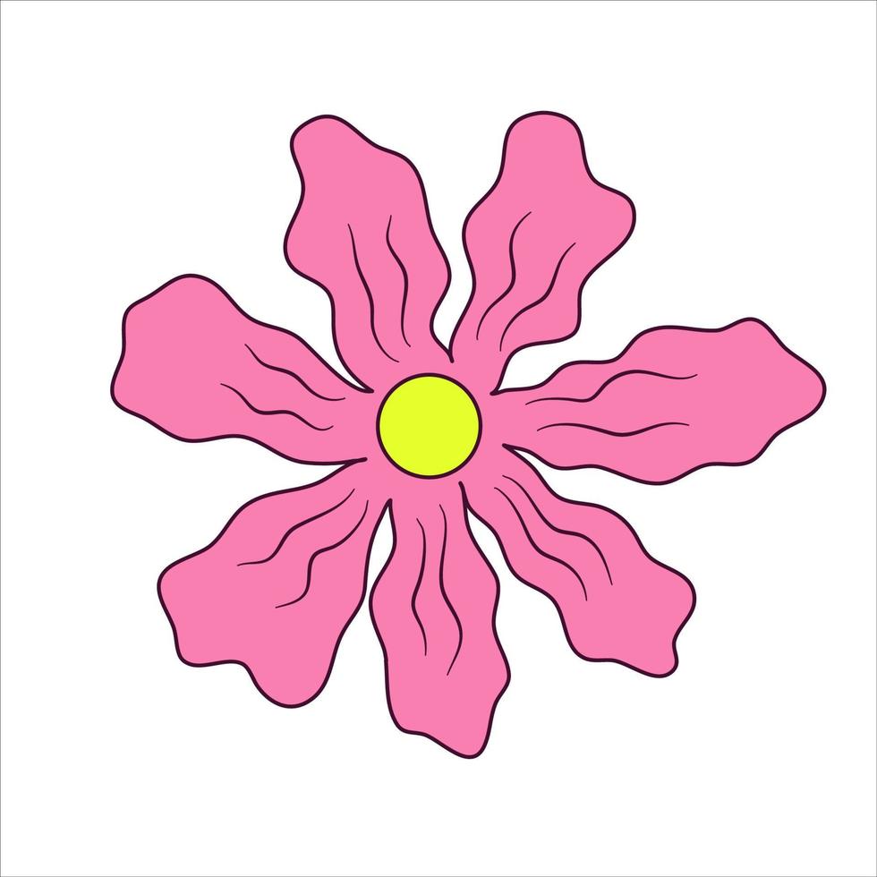trippy bloem in cartoon stijl geïsoleerd op een witte achtergrond. hippie rave groovy stijl y2k. doodle vectorillustratie. gekke vectorillustratie. vector