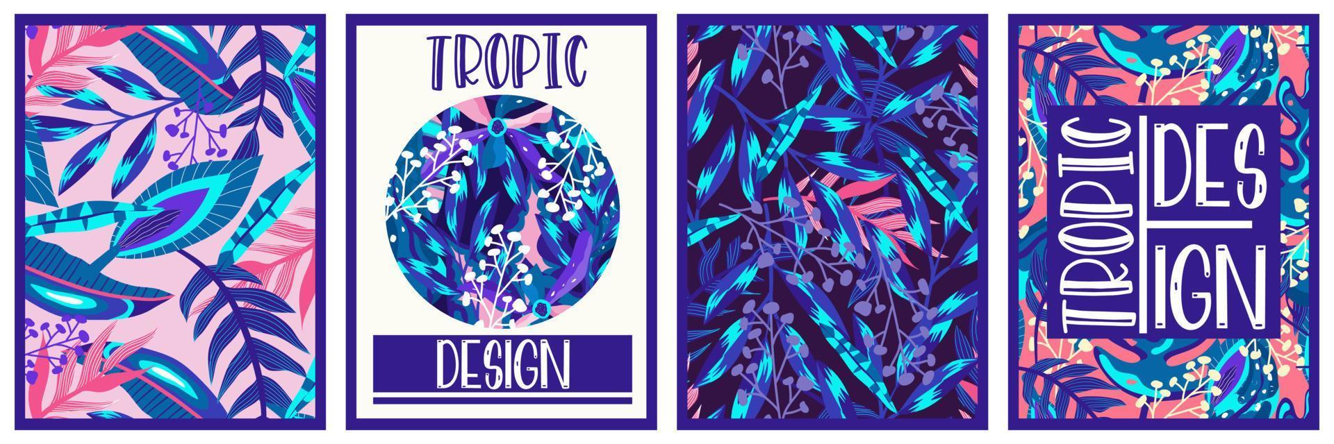 canvas tropische set neon jungle. zomer botanisch behang. botanische jungle. abstracte kunst achtergrond vector. tropische gebladerte kunst achtergrond vector. poster bloemen neon set. vector