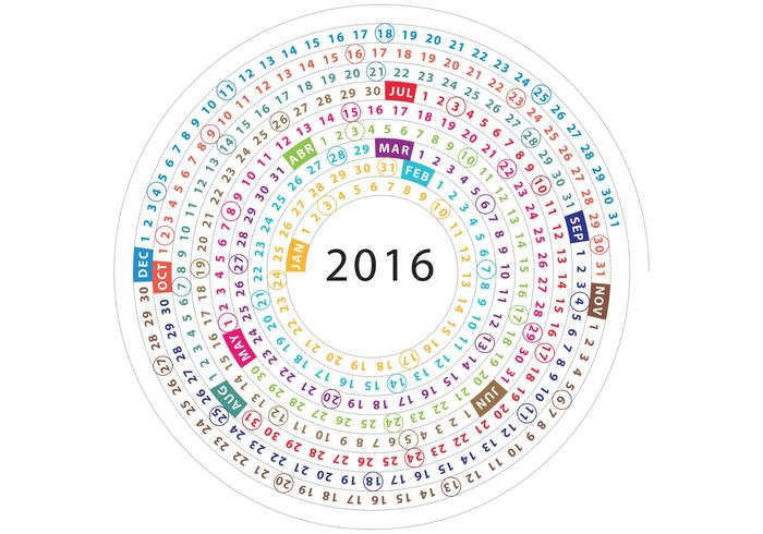 Spiraal Kalender 2016 Vector