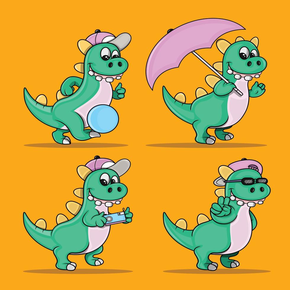 set cartoon schattige dinosaurus vector