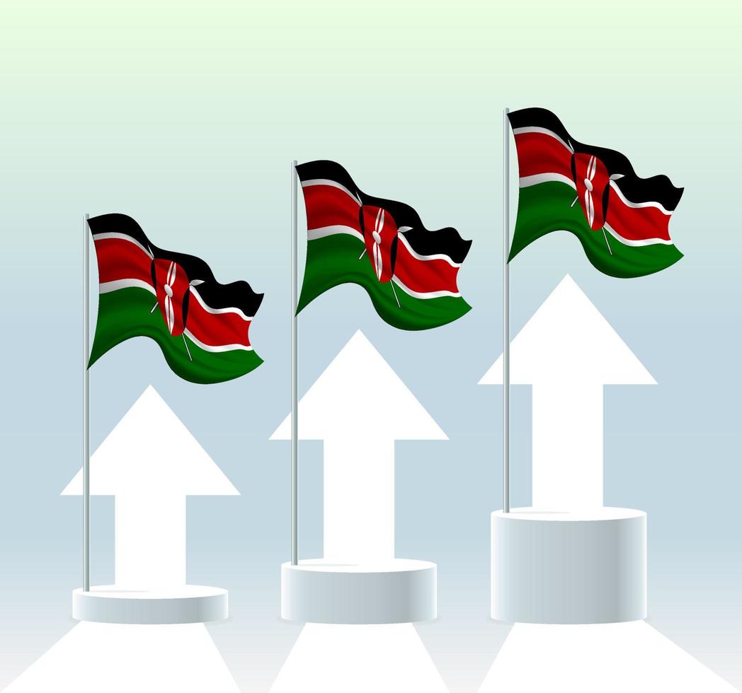 Kenia vlag. het land zit in een stijgende lijn. wapperende vlaggenmast in moderne pastelkleuren. vlagtekening, arcering voor eenvoudige bewerking. sjabloonontwerp voor spandoek. vector