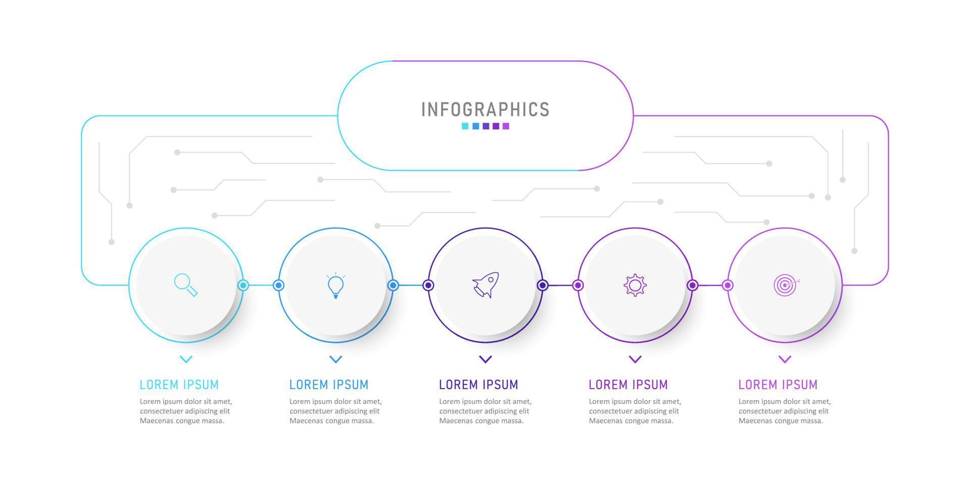 vector infographic labelontwerpsjabloon met pictogrammen en 5 opties of stappen. kan worden gebruikt voor procesdiagram, presentaties, workflowlay-out, banner, stroomschema, infografiek.