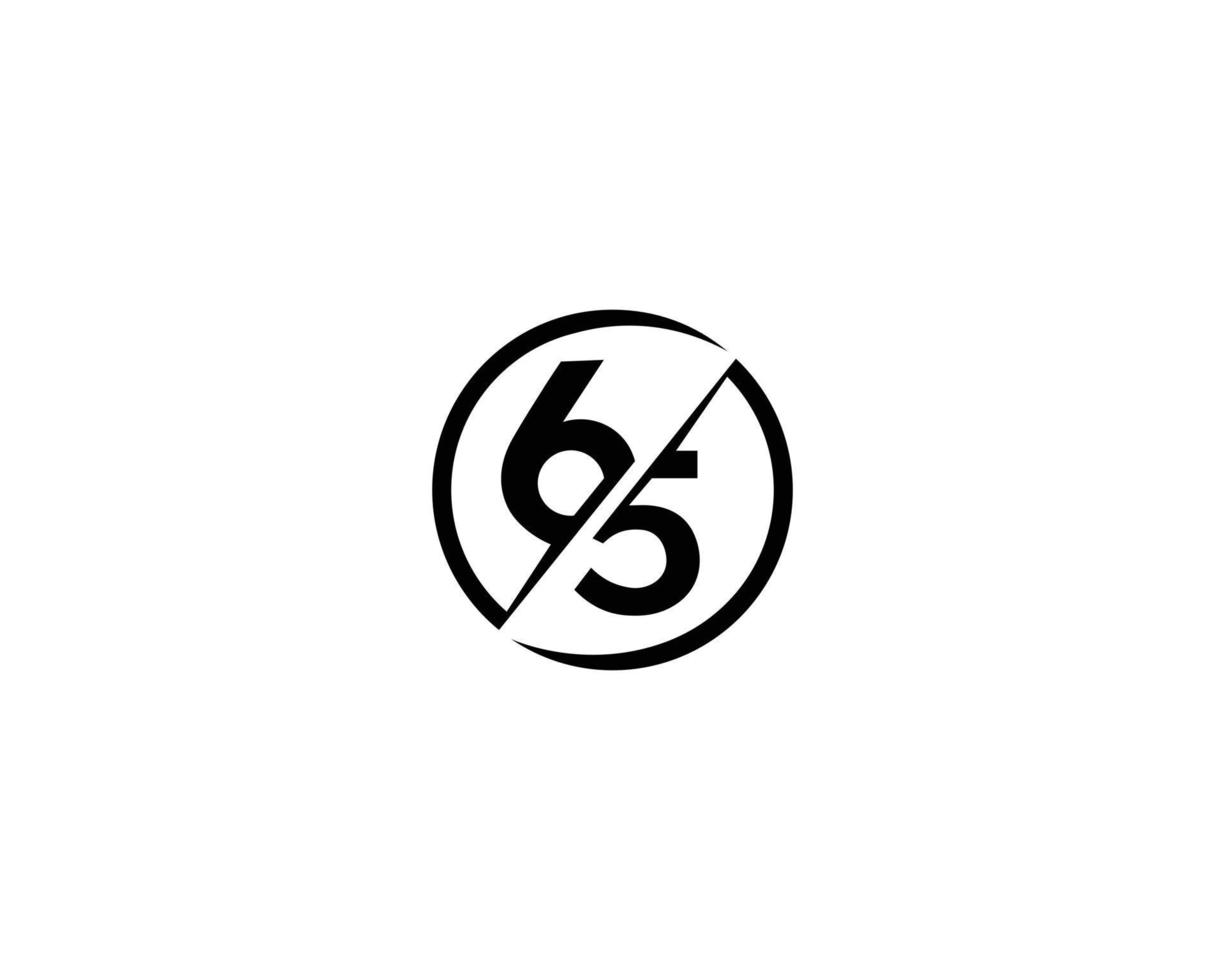 creatief nummer 65 logo ontwerp idee vector symbool illustratie.