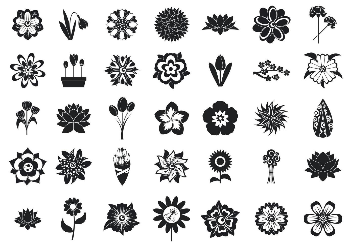 bloem pictogrammenset, eenvoudige stijl vector