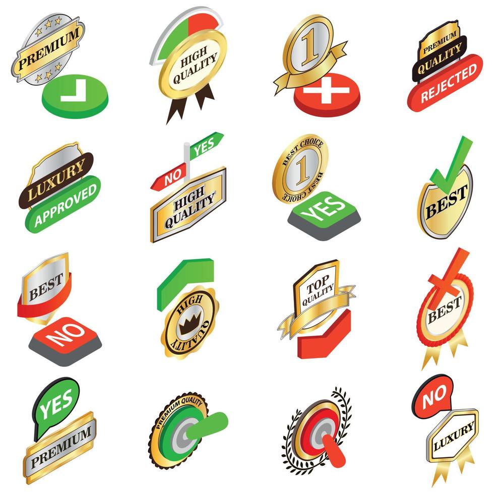 kwaliteit iconen set, isometrische stijl vector