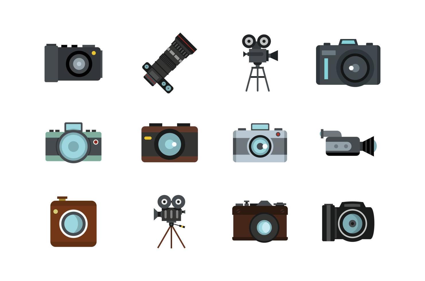 camera pictogrammenset, vlakke stijl vector