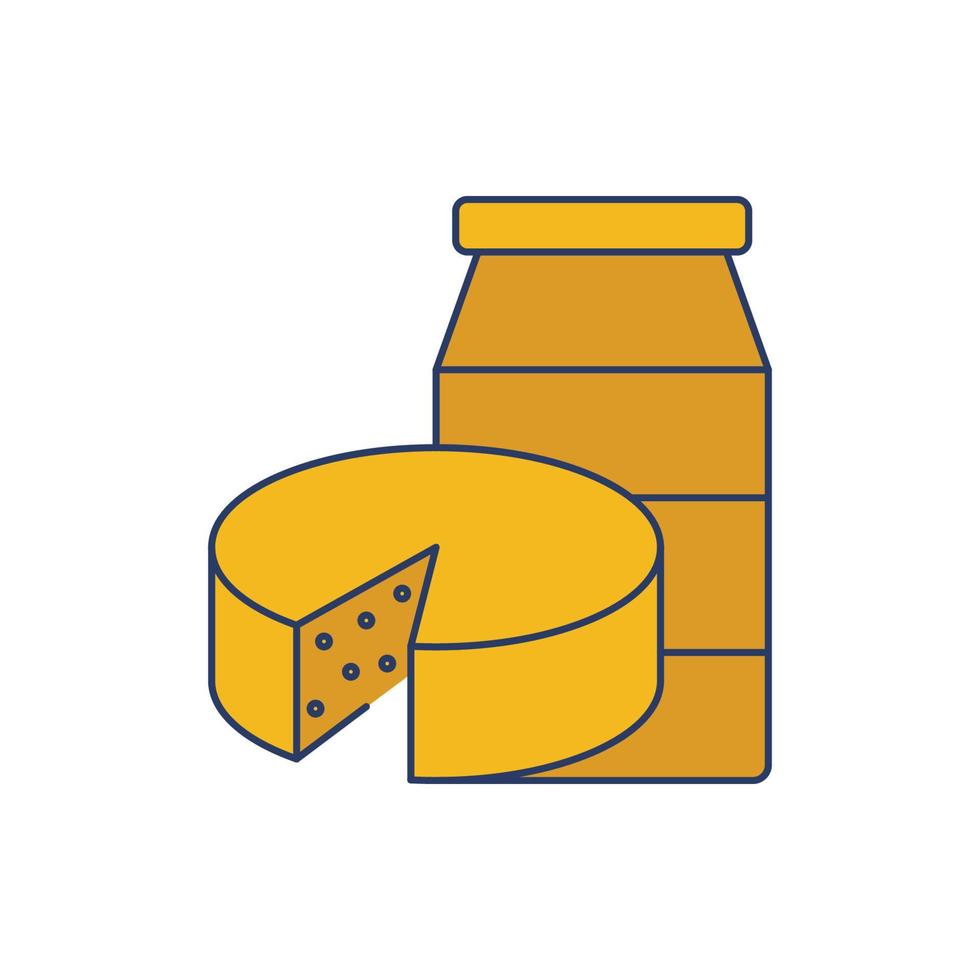 melk en brood zuivel voedsel icoon vector