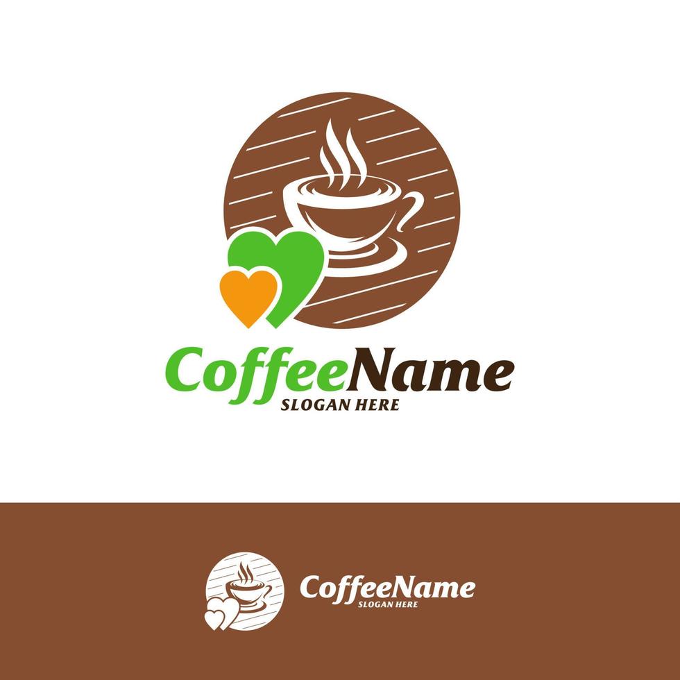 koffie liefde logo ontwerpsjabloon. koffie logo concept vector. creatief pictogram symbool vector